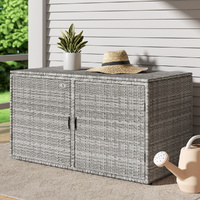 Gardeon Outdoor Storage Cabinet Box Grey Wicker Deck Shelf
