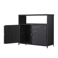 Gardeon Outdoor Storage Cabinet Box Black Wicker Garage Shed