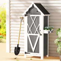 Gardeon Outdoor Storage Cabinet Wooden Grey Shelf Chest Garden