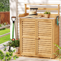 Gardeon Outdoor Storage Cabinet Potting Bench Table Natural Wood