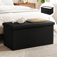 Artiss Storage Ottoman Bench Folding Blanket Box Toy Organiser Foot Stool Black