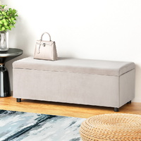 Artiss Storage Ottoman Table 97cm Velvet Taupe