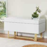 Artiss Storage Ottoman Criss-Cross Linen White Blanket Box