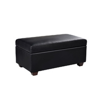 Artiss 80cm Storage Ottoman Leather Black Blanket Box