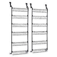 Artiss 2x Over Door Storage Pantry Organiser 6-Tier Metal Hanger Hook Black