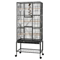 i.Pet 176cm 3-Tier Large Bird Cage Aviary with Ladder Parrot Budgie Wheels Black