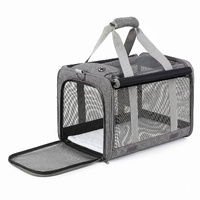i.Pet Pet Carrier Bag Foldable Dog Cat Durable Crate Travel Cage Portable Car Kennel Grey