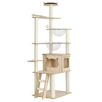 i.Pet Cat Tree Tower 174cm Scratching Post Wood Bed Condo Beige