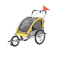 i.Pet 3-Wheel Bike Trailer Pet Stroller Dog Pram Foldable Grey