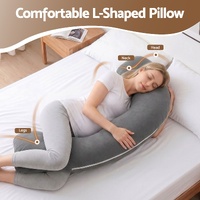 Giselle Bedding Pregnancy Pillow for Side Sleeping L-Shaped Maternity Body Pillow for Women 100% Cotton Jersey Cover for Head Neck Belly Support, 63x1