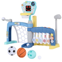 Keezi Kids 5-in-1 Basketball Hoop Stand Sports Game Set Blue