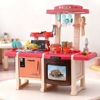 Keezi Kids Kitchen Pretend Play Set with Steam Light Sound Pink