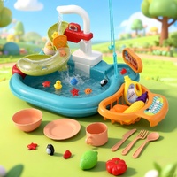 Keezi Kids Pretend Play Kitchen Sink with Faucet Fishing Toys