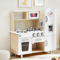 Keezi Kids Wooden Kitchen Play Set Clock Beige