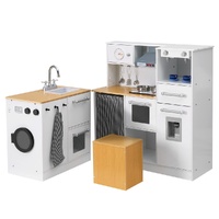 Keezi 2-Piece Wooden Kids Kitchen Playset 80CM White Coffee Maker