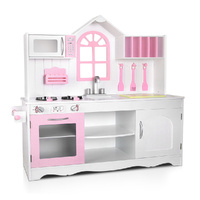 Keezi Wooden Kids Kitchen Play Set with Storage Cabinet