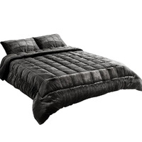 Giselle Bedding Faux Mink Charcoal Double Quilt