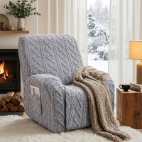 Artiss Recliner Chair Cover with Storage Side Pockets - Grey