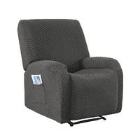 Artiss Recliner Chair Covers with Storage Side Pockets Grey Fabric