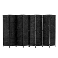 Artiss 8 Panel Woven Room Divider Screen 326x170cm Black