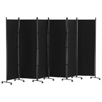 Artiss 6 Panel Room Divider Screen 323cm Wheel Black