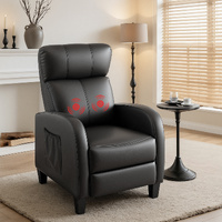 Artiss Massage Recliner Chair PU Leather Black Small