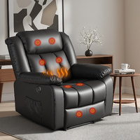 Artiss Manual Massage Recliner Chair Leather Black 8 Point