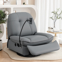 Artiss Manual Swivel Rocker Recliner USB Ports Grey