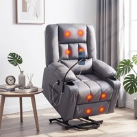 Artiss Power Lift Recliner Chair with Massage and Heat for Elderly, Electric Sofa Reclining Chair with USB and Phone Holder, PU Leather Comfy Armchair