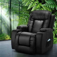 Artiss Electric Heated Massage Recliner Faux Leather Black