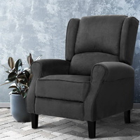 Artiss Recliner Chair Adjustable Armchair Charcoal Suede