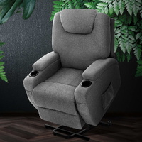 Artiss Lift Assist Heated Massage Recliner Chair - Grey Velvet
