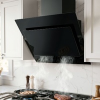 Devanti 90cm Range Hood Black Glass Kitchen Canopy
