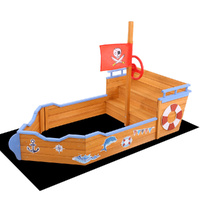 Keezi Kids Wooden Boat Sandpit with Bench Seat 165cm