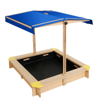 Keezi Kids Wooden Sandbox with Canopy & Bench Seat 101cm