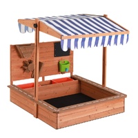 Keezi Kids Wooden Sandbox with Canopy, Cover & Funnel 110cm
