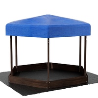 Keezi Kids Wooden Hexagon Sandpit with Canopy 182cm