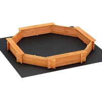 Keezi Kids Octagonal Wooden Sandpit 182cm with Cover & Bench