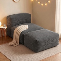 Artiss Foldable Bean Bag Sofa Bed Cloud Couch Boneless Floor Lounger Chair Grey