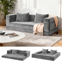 Artiss Convertible Folding Sofa Bed Pull Out Mattress Grey