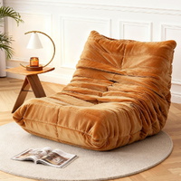 Artiss Lazy Sofa Accent Chair Floor Couch Foam Brown