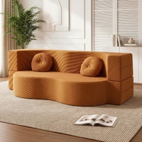 Artiss Folding Sofa Bed Floor Couch 2-in-1 Convertible Futon Loveseat Orange