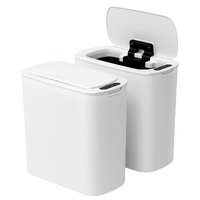 Devanti Automatic Trash Bin 2PCS with Lid 11L Motion Sensor Kitchen Bin Touchless Garbage Can Modern White Plastic Slim Rubbish Bin with Liner Holder 