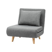 Artiss 1-Seater Convertible Sofa Bed Linen Recliner Grey