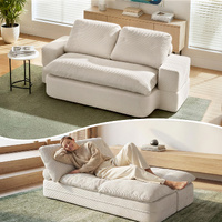Artiss Folding Sofa Bed Corduroy 30D Foam Beige Lounger