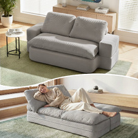 Artiss Folding Sofa Bed Corduroy 30D Foam Grey Lounger