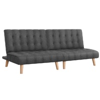 Artiss 2x Single Seater Sofa Bed Couch Grey Fabric