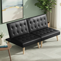 Artiss 2 Seater Sofa Bed Couch Lounge Fabric Black