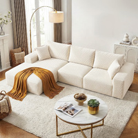 Artiss 3 Seater Modular Sofa Bed Sectional Corduroy White