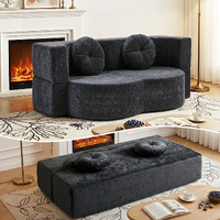 Artiss 2 Seater Convertible Folding Sofa Bed Grey